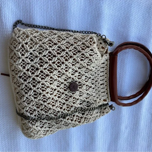 Patricia Nash Cream and Brown Crochet Tote - Picture 14 of 17